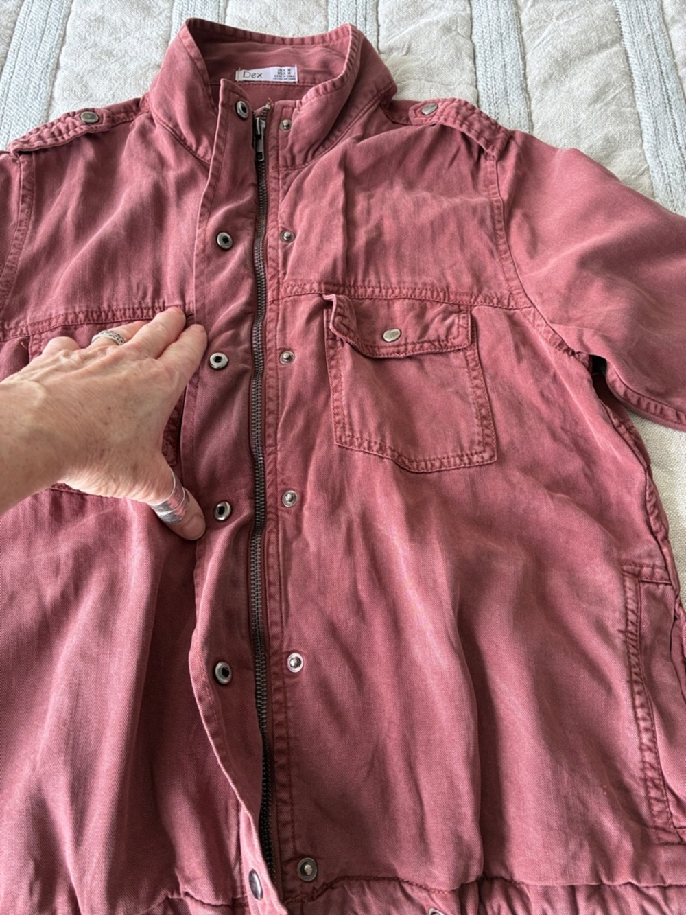 Dex rust coloured Button-Front Utility Jacket - Picture 3 of 9